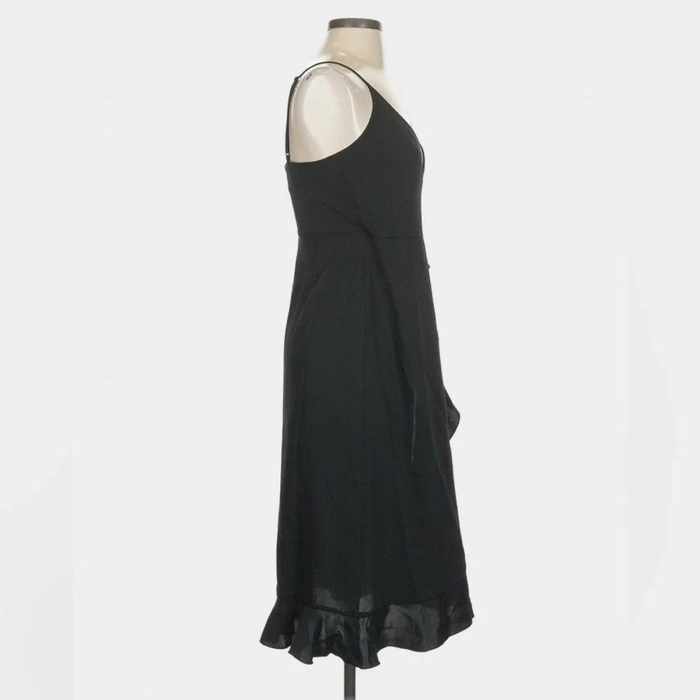 Wilfred Black Soleia Satin Ruffle Wrap Dress XS NWT Cocktail‎ Party